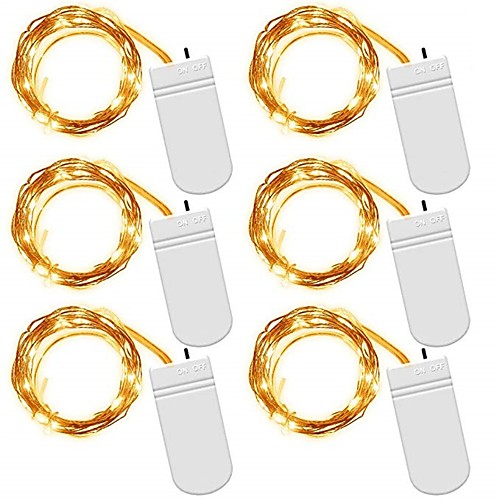 

2m String Lights Outdoor String Lights 20 LEDs SMD 0603 6pcs Warm White White Blue Waterproof Party Decorative Batteries Powered