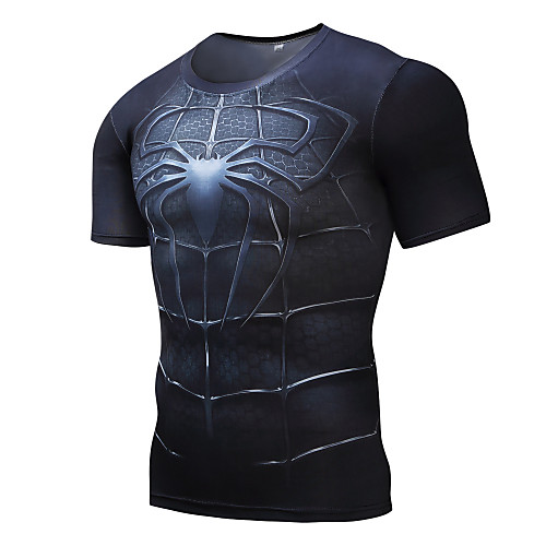 

Men's Compression Shirt Short Sleeve Compression Jersey Compression Clothing Breathable Back Pocket Comfortable Sweat-Wicking Black / Silver Black / Red RedBlue Lycra Summer Outdoor Exercise Cycling