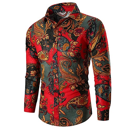 

Men's Floral Print Shirt Red / Green