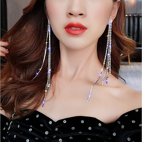 

Women's Drop Earrings Dangle Earrings Hanging Earrings Long Dangling Elegant Blinging everyday fancy Iced Out Imitation Diamond Earrings Jewelry Silver For Party Wedding Carnival Club Bar 1 Pair