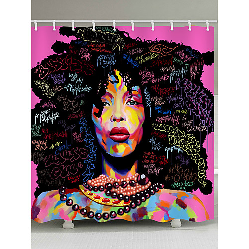 

Shower Curtain With Hooks Suitable For Separate Wet And Dry Zone Divide Bathroom Shower Curtain Waterproof Oil-proof Country Polyester Machine Made Waterproof Bathroom 72in