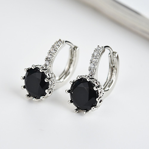 

Women's Cubic Zirconia Stud Earrings Simple Korean Cute Earrings Jewelry Purple / Red / Pink For Daily Going out Work 1 Pair