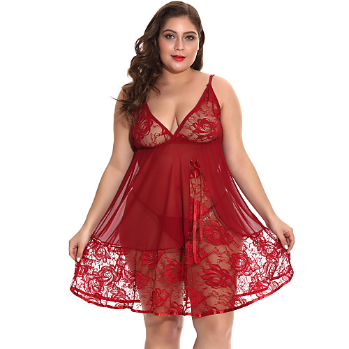 

Plus Size Polyester Bras & Panties Sets Sexy Solid Colored Wedding Lace