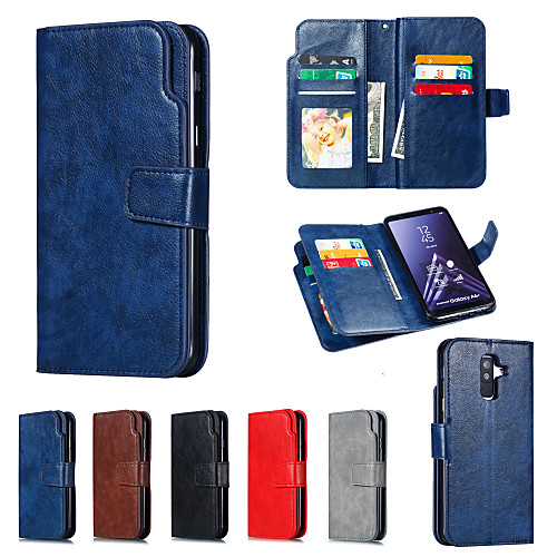

Case For Samsung Galaxy A5(2018) / A6 (2018) / A6 (2018) Wallet / Card Holder / with Stand Full Body Cases Solid Colored Hard PU Leather