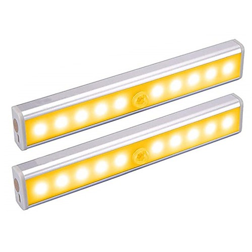 

2pcs 1W 100lm 10LED Beads Light Sensor Infrared Sensor Easy Install LED Under Cabinet Lighting Warm White White Cabinet Home / Office / Kitchen