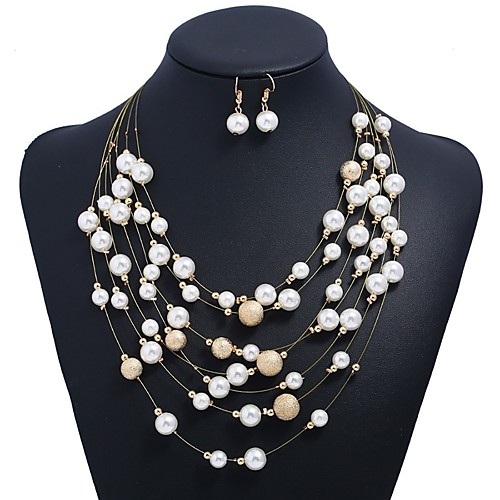 

Women's Drop Earrings Pearl Necklace Ball Fashion Imitation Pearl Earrings Jewelry Gold / Silver For Daily Date 1 set