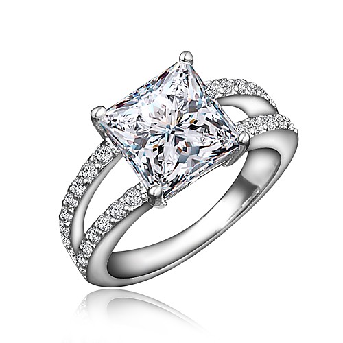 

Women's Ring Engagement Ring Cubic Zirconia 1pc Gold Silver 18K Gold Plated Imitation Diamond Round Stylish Luxury Romantic Party Engagement Jewelry Classic Lovely