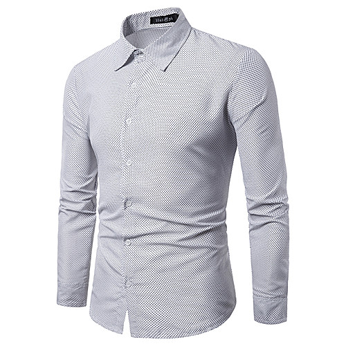 

Men's Shirt Polka Dot Striped Solid Colored Plus Size Print Tops Cotton White Black Blue