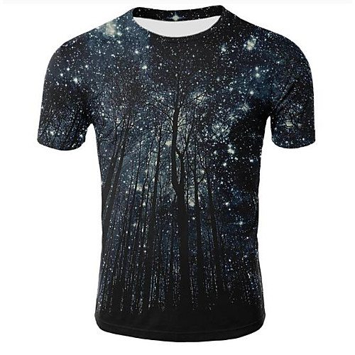

Men's T shirt Shirt Galaxy Graphic 3D Plus Size Print Tops Round Neck Black