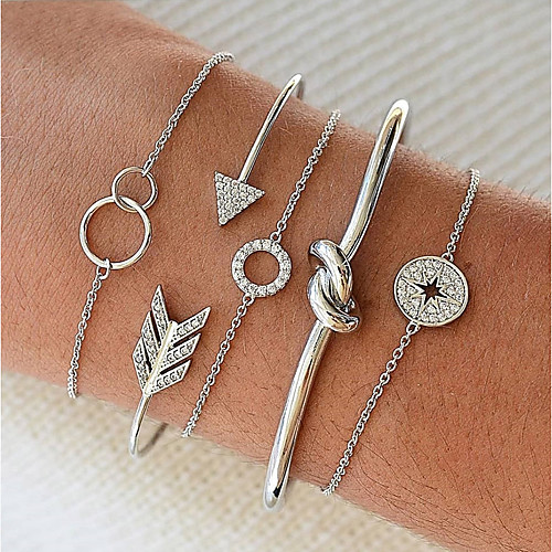 

5pcs Women's Synthetic Diamond Chain Bracelet Cuff Bracelet Bracelet Love knot Interlocking Knot Simple Geometric Unique Design Classic Fashion Rhinestone Bracelet Jewelry Gold / Silver For Birthday