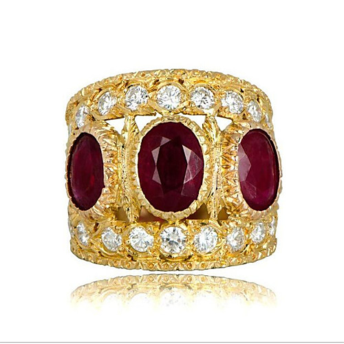 

Women's Ring thumb ring Cubic Zirconia Garnet 1pc Gold Gold Plated Round Asian Fashion Party Daily Jewelry Classic Cool