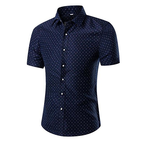

Men's Shirt Polka Dot Solid Colored Print Tops Cotton Black