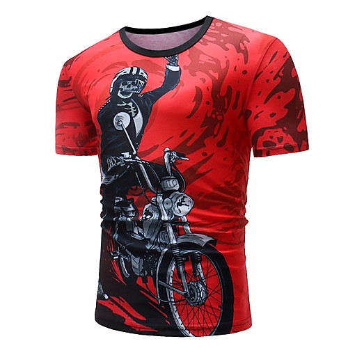 

Men's T shirt Skull Camo / Camouflage Print Tops Cotton Red