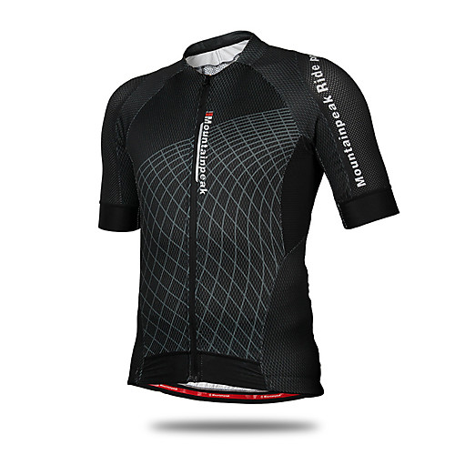 

Mountainpeak Men's Short Sleeve Cycling Jersey Summer Black Plaid Checkered Plus Size Bike Jersey Top Mountain Bike MTB Road Bike Cycling Quick Dry Lightweight Breathable Sports Clothing Apparel