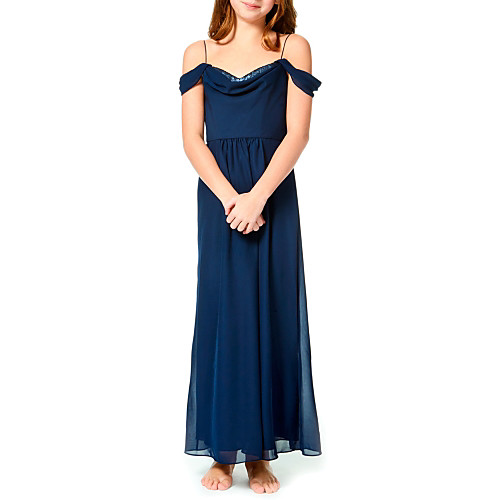 

A-Line Ankle Length Junior Bridesmaid Dress Party Chiffon Sleeveless Spaghetti Strap with Pleats