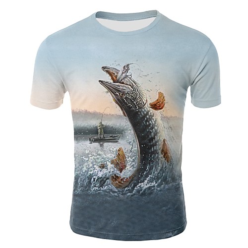 

Men's T shirt Shirt Graphic 3D Animal Print Tops Round Neck Rainbow