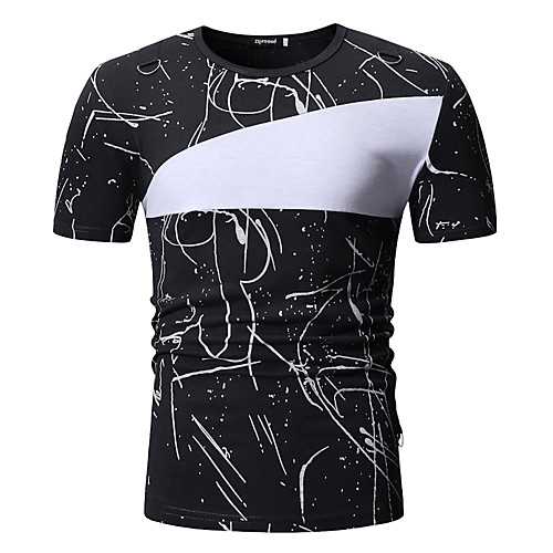 

Men's T shirt Color Block Tops White Black Green