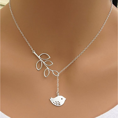 

Women's Necklace Bird Leaf Simple Chrome Silver 50 cm Necklace Jewelry 1pc For Daily