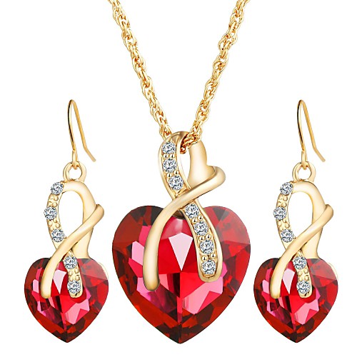 

Women's Cubic Zirconia Pendant Necklace Earrings Classic Heart Classic Vintage Earrings Jewelry Black / White / Purple For Party Holiday Festival 3pcs