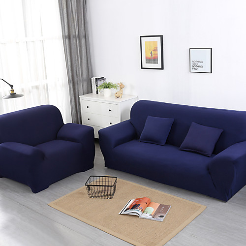 

Stretch Sofa Cover Slipcover Elastic Sectional Couch Armchair Loveseat 4 Or 3 Seater L Shape Black Green Plain Solid Color Soft Durable