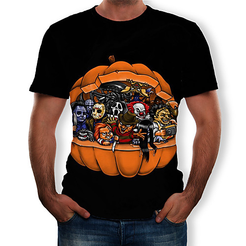 

Men's T shirt Color Block Tribal 3D Print Tops Black