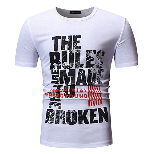 

Men's T shirt Graphic Floral Letter Patchwork Print Tops Cotton White Black