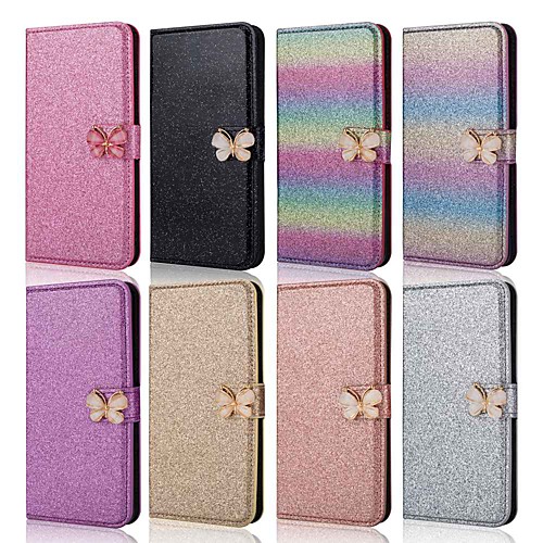 

Case For Huawei Huawei P30 / Huawei P30 Pro / Huawei P30 Lite Wallet / Card Holder / with Stand Full Body Cases Solid Colored / Butterfly / Glitter Shine Hard PU Leather