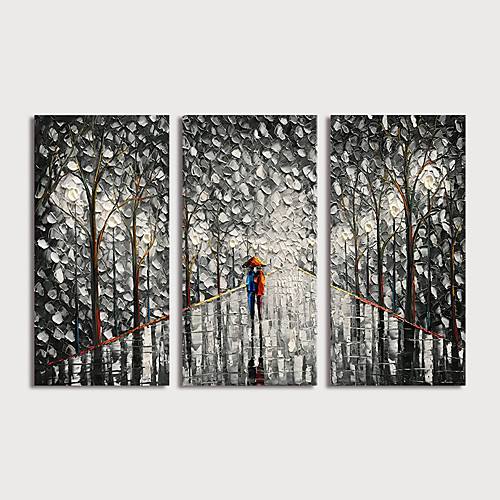 

Oil Painting Hand Painted Vertical Landscape Modern Stretched Canvas / Three Panels