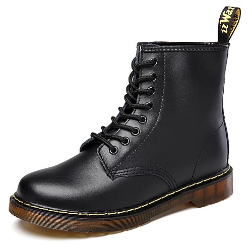 

Men's Comfort Shoes Combat Boots Martin Boots Winter Daily Boots Cowhide Mid-Calf Boots Dark Red / Black