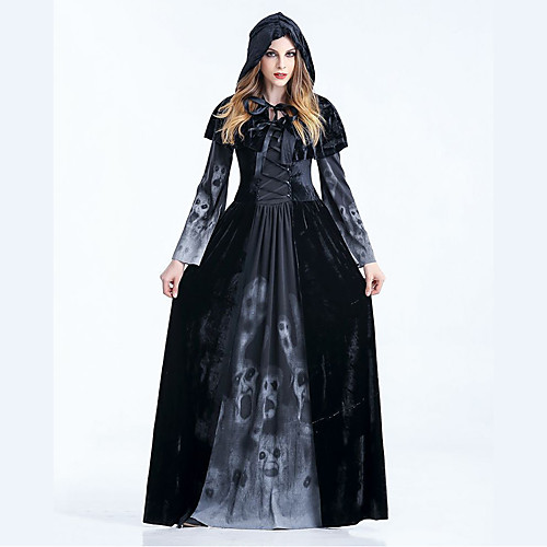 

Witch Dress Cosplay Costume Cloak Adults' Women's Dresses Vacation Dress Halloween Halloween Carnival Masquerade Festival / Holiday Polyster Black Women's Easy Carnival Costumes Patchwork
