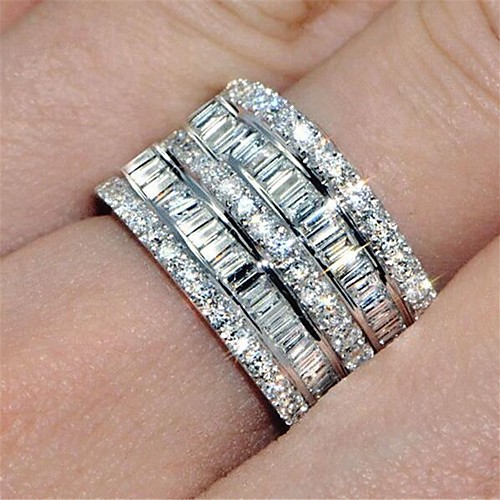 

Women Band Ring Cubic Zirconia Classic Silver Brass Fashion Iced Out 1pc 6 7 8 9 10 / Women's