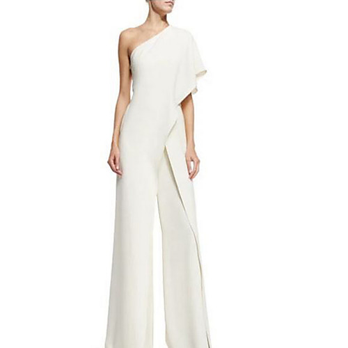 

Women's Basic Party Wine White Black Jumpsuit Solid Colored Ruffle