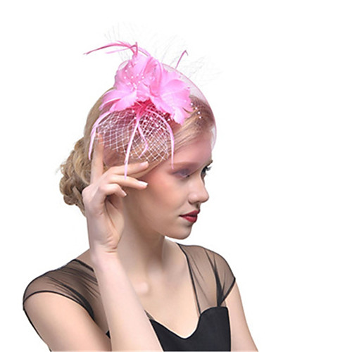 

Women's Ladies Tiaras Fascinators For Wedding Party / Evening Prom Princess Feather Fabric Blushing Pink Gray Royal Blue