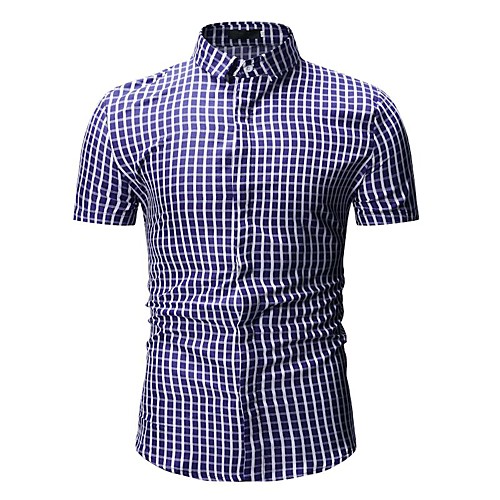 

Men's Shirt Color Block Geometric Floral Print Tops Cotton Blue Red