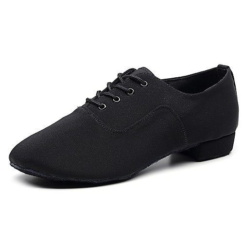 

Men's Latin Shoes Oxford Thick Heel Black Lace-up