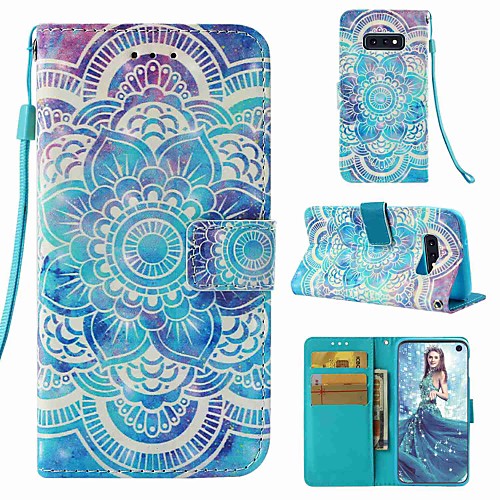 

Phone Case For Samsung Galaxy Full Body Case Leather Wallet Card S9 S9 Plus S8 Plus S8 S7 edge S7 S6 edge S6 S5 S10 Wallet Card Holder Flip Mandala Hard PU Leather