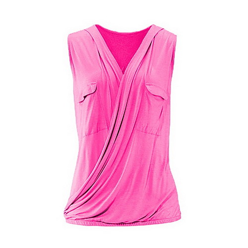 

2019 New Arrival Shirts Women's Plus Size Slim Shirt - Solid Colored V Neck Fuchsia Camisas Mujer Chemise Femme XXXXL