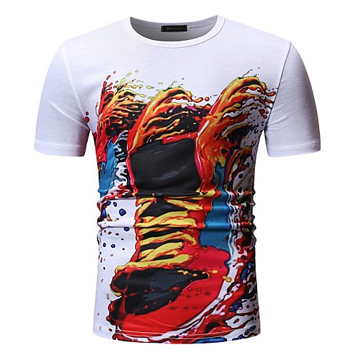 

Men's T shirt Graphic Floral Letter Patchwork Print Tops Cotton White Black