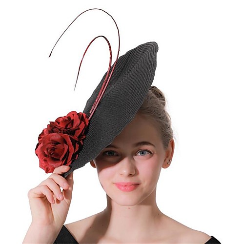 

Women's Ladies Tiaras Fascinators For Wedding Party / Evening Prom Princess Feather Fabric Black