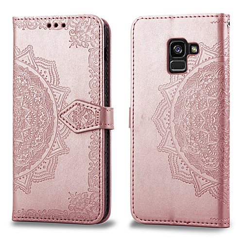 

Case For Samsung Galaxy A8 Plus 2018 Card Holder / Flip Full Body Cases Solid Colored Hard PU Leather for A8 2018