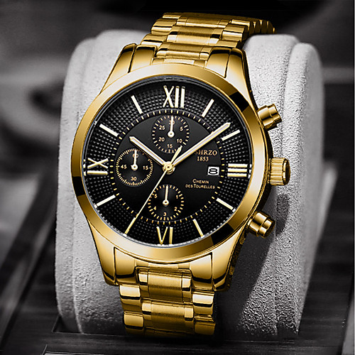 

Men's Dress Watch Quartz Stainless Steel Silver / Gold Water Resistant / Waterproof Calendar / date / day Creative Analog Luxury Fashion - White Black GoldenBlack