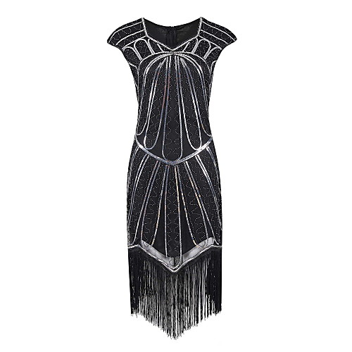 

The Great Gatsby Charleston 1920s Vintage Vacation Dress Flapper Dress Party Costume Masquerade Prom Dress Women's Sequins Tassel Fringe Sequin Costume BlackSliver / GoldenBlack / Black Vintage