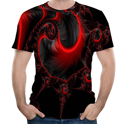 

Men's Tee T shirt Shirt 3D Print Graphic Abstract Monster Short Sleeve Causal Tops Casual Comfortable Big and Tall Round Neck Blue Red Yellow