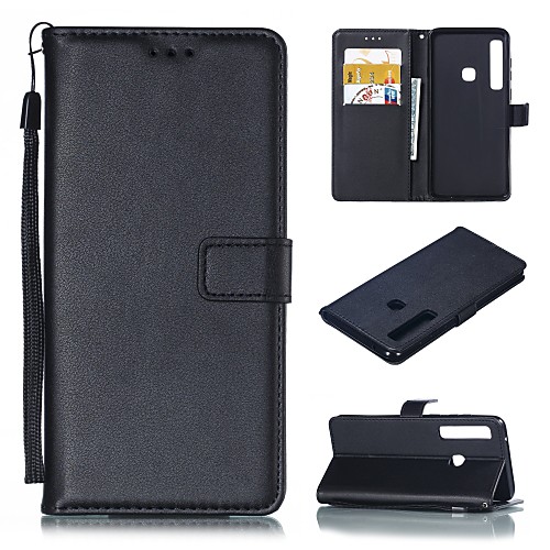 

Phone Case For Samsung Galaxy Full Body Case Leather A5(2018) A6 (2018) A6 (2018) A3 A5 A8 2018 A8 2018 A5(2016) A3(2016) A7 Card Holder with Stand Solid Color Hard PU Leather