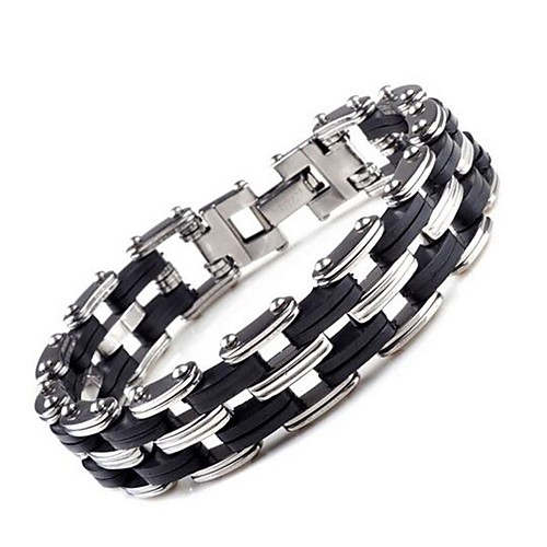 

Men's Chain Bracelet Fashion Initial Titanium Steel Bracelet Jewelry Silver For Daily