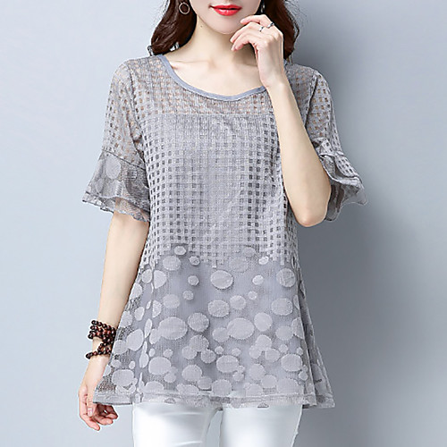 

Women's Plus Size Solid Colored Mesh T-shirt Black / Yellow / Gray