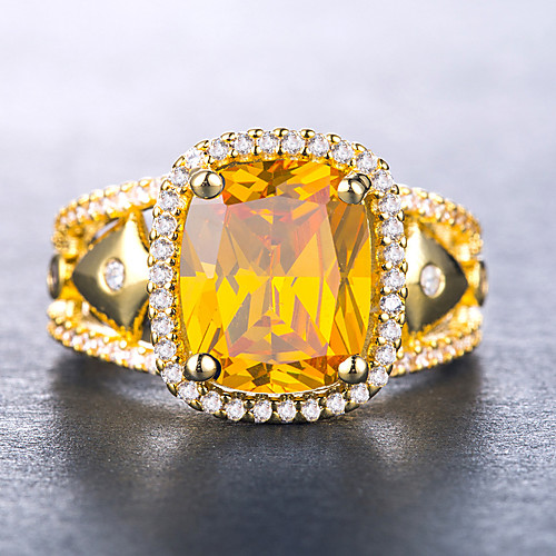 

Women Ring Cubic Zirconia Hollow Out Purple Yellow Blue 18K Gold Plated Copper Love Stylish Luxury Romantic 1pc 6 7 8 9 10 / Women's / Citrine