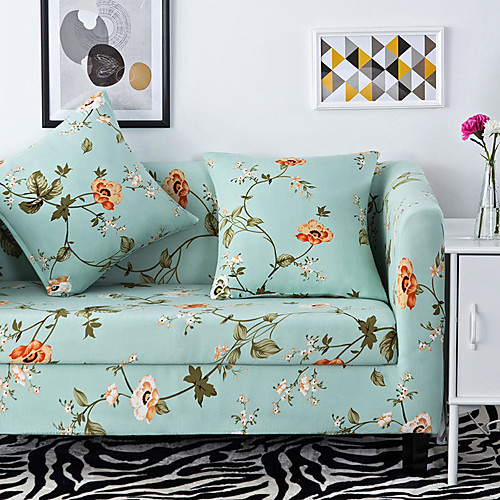 

Stretch Sofa Cover Slipcover Elastic Sectional Couch Armchair Loveseat 4 Or 3 Seater L Shape Floral Flower Soft Durable(Free Pillowcase Cover)