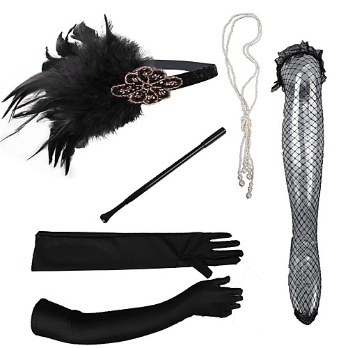 

Vintage 1920s The Great Gatsby Feathers Headbands / Headdress / Headpiece with Rhinestone / Crystal / Feather 5 PCS Party / Evening / Masquerade Headpiece