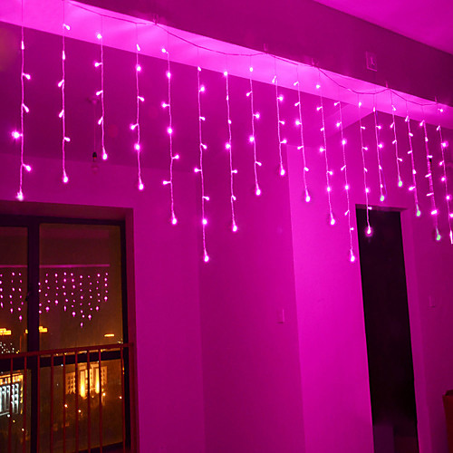 

4m 96 LEDs Icicle Curtain Light with Memory Function can be Linkable to the Light String White Blue Warm White Pink Purple Multi-color US-110-120V and EU 220V-240V